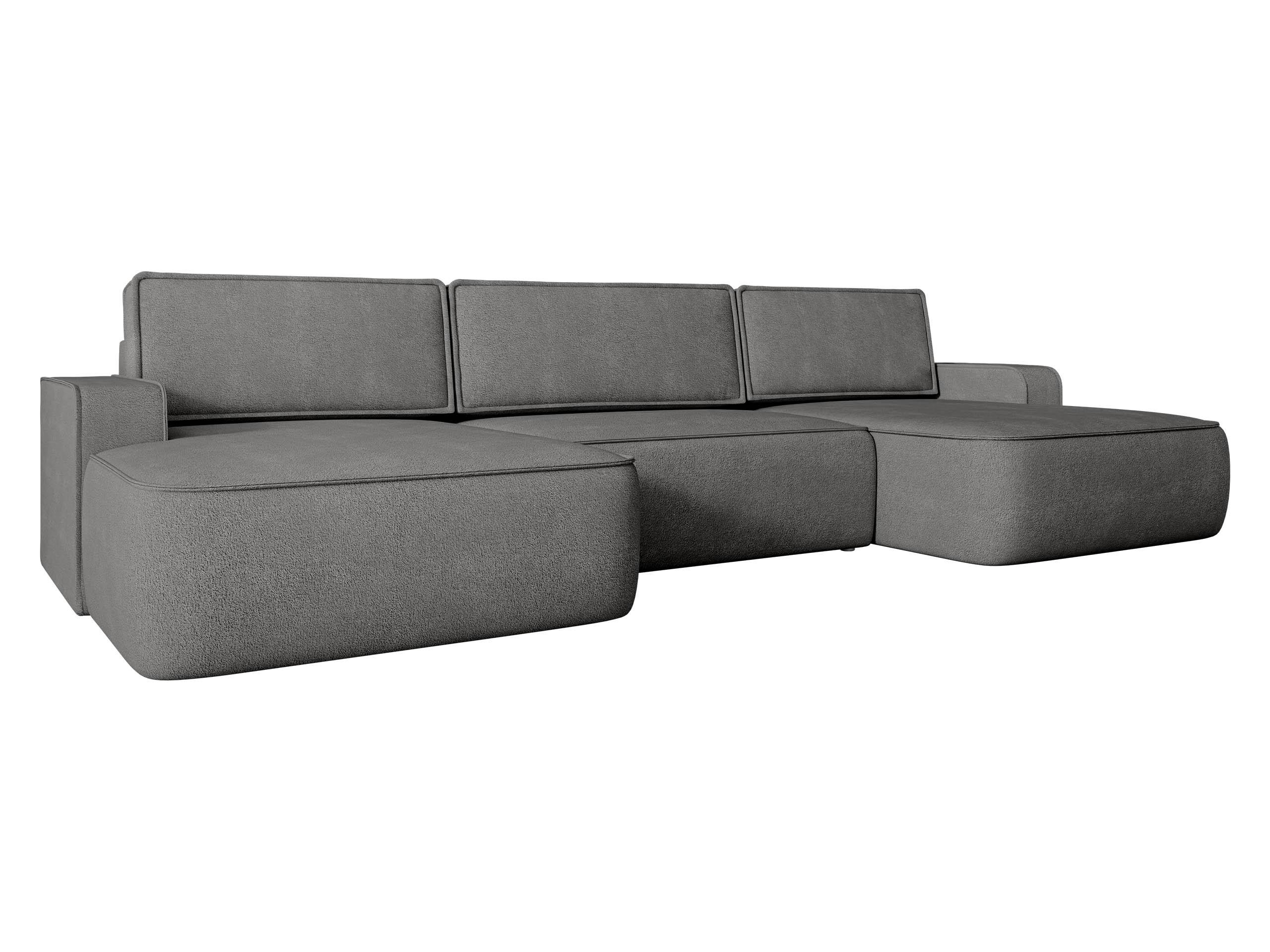 WOHNLANDSCHAFT Mono U - Schwarz/Grau, Holz/Kunststoff (364/87/168cm) - MIRJAN24