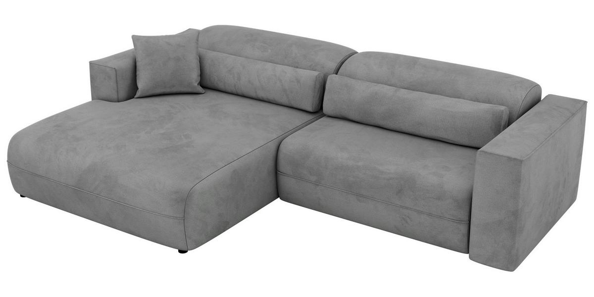 ECKSOFA PAZURRO L - Hellgrau Velvet - Links Seite - Hellgrau/Schwarz, Kunststoff/Textil (288/180cm) - MKS
