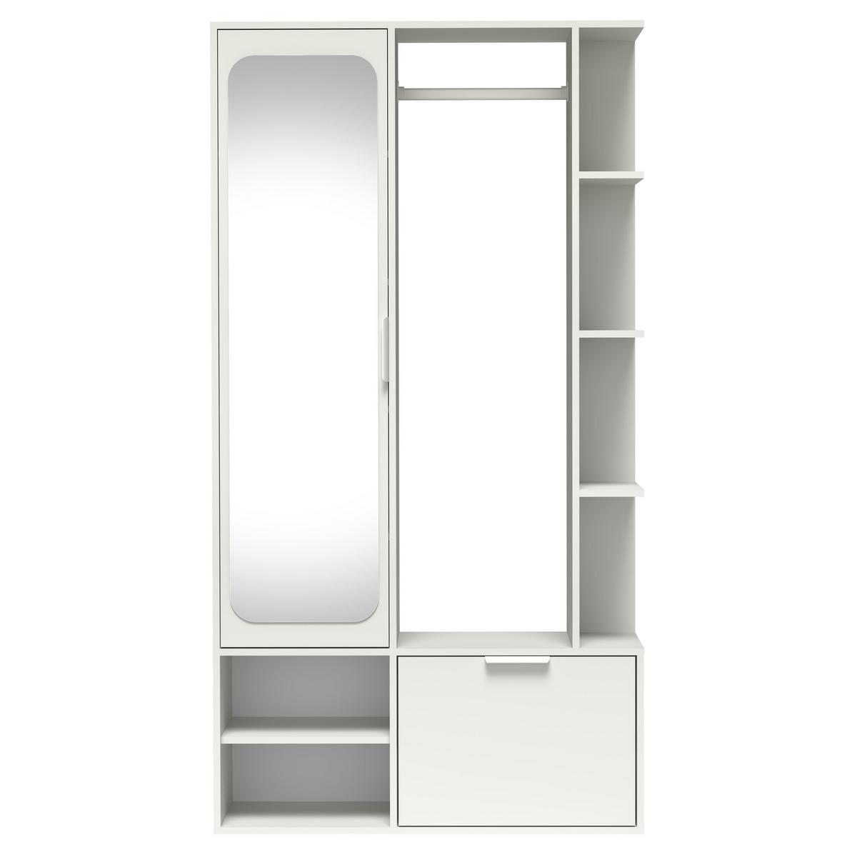 GARDEROBENSCHRANK Nemrut Weiß 100/189/33 cm – Modern, mit Spiegel und viel Stauraum - Weiß, Holzwerkstoff/Kunststoff (100/189.4/33cm) - AX Living
