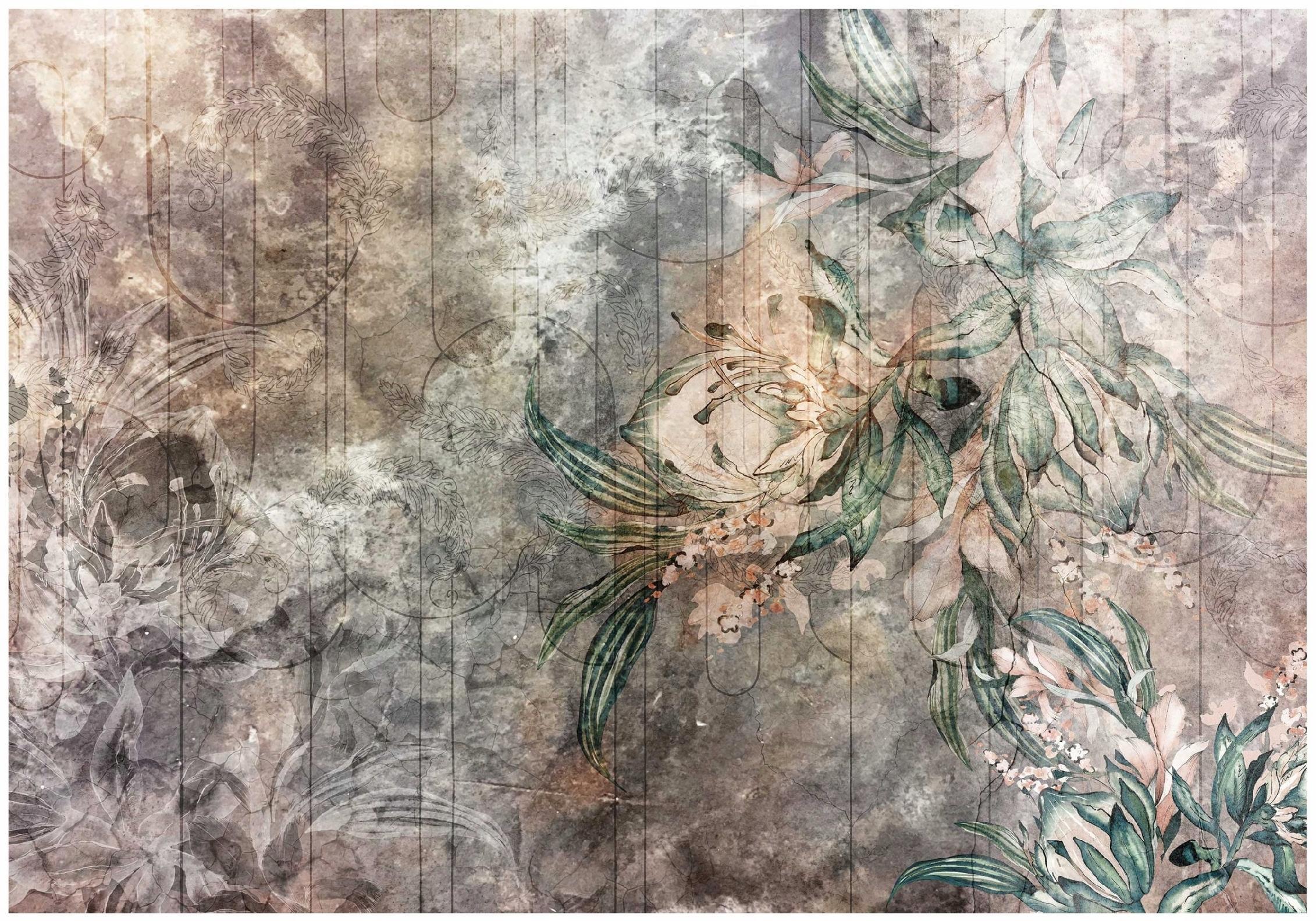 FOTOTAPETE Blumen Blätter Vliestapete Tapete 350x250 - Multicolor, Papier (350/250cm) - Wallarena