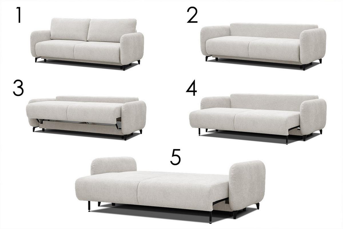 SOFA DRAKE 3-Sitzer mit Schlaffunktion, ecru - Ecru/Braun, Holz/Textil (232/90/107cm) - Wozimo