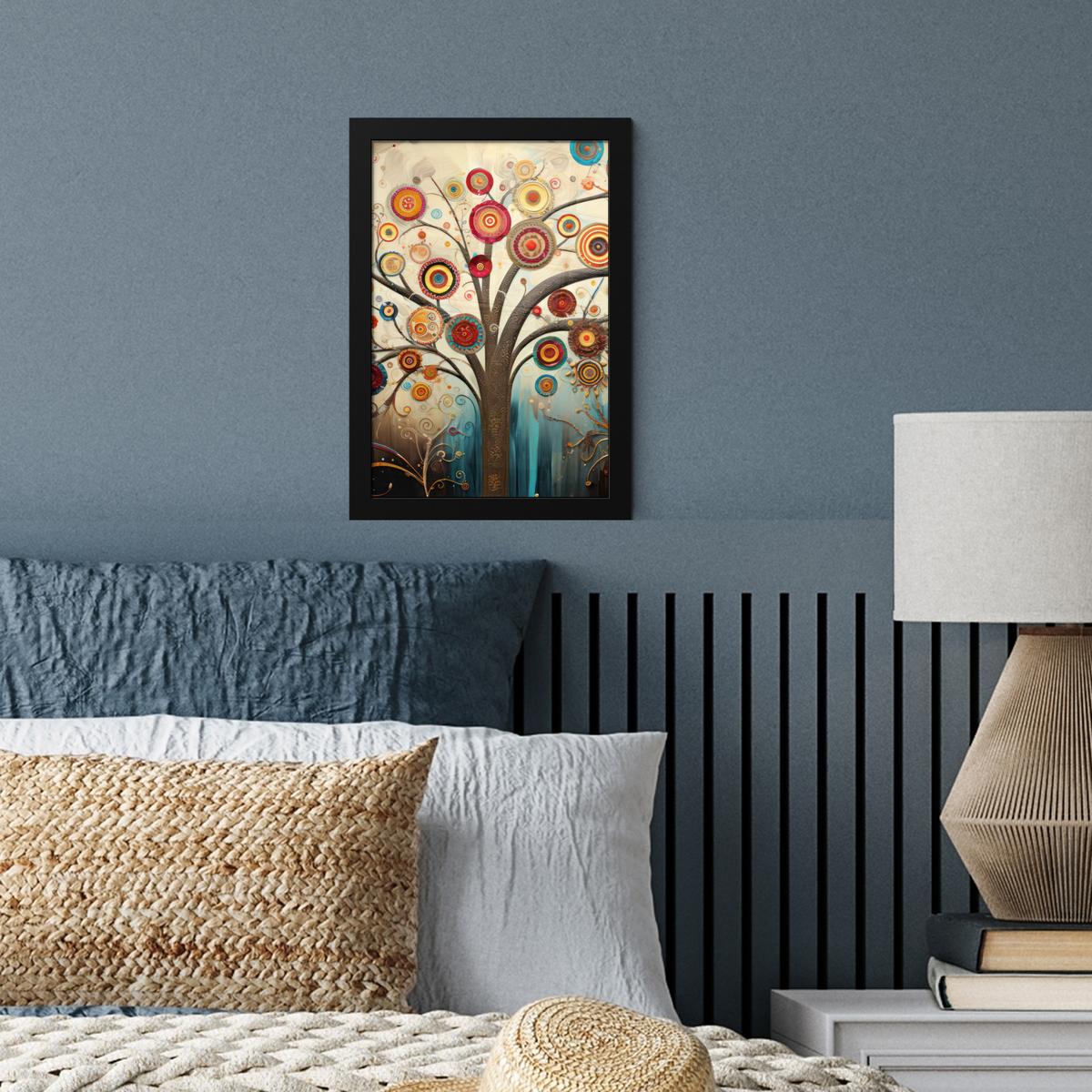 POSTER MIT RAHMENGERAHMTES BILD Baum - Baum des Lebens - Farbe Poster 20x30 cm - Braun, Papier (20/30cm) - MuchoWow