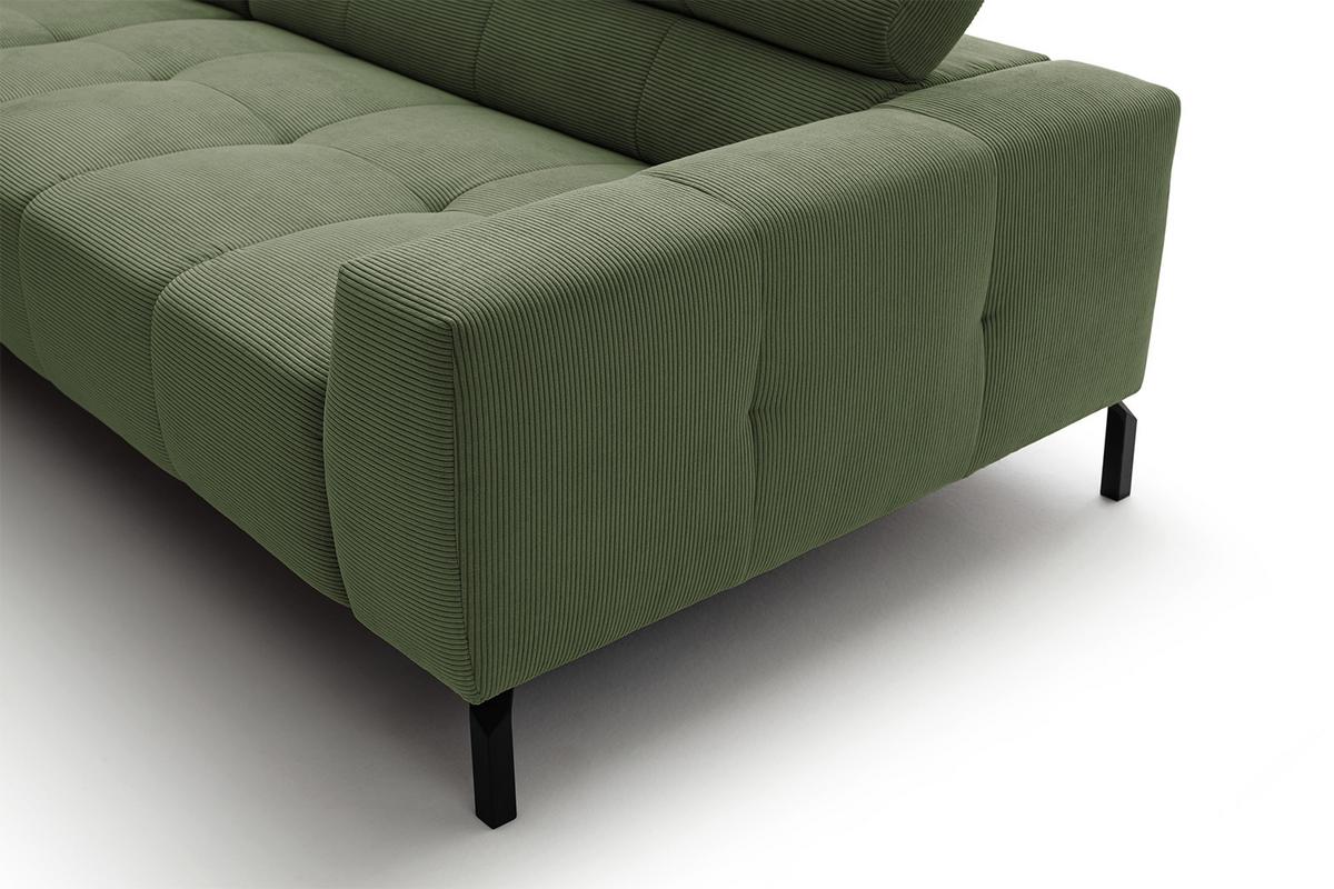 ECKSOFA OHIO Grün Cord - Schwarz/Olivgrün, Textil/Metall (311/219cm) - KAWOLA
