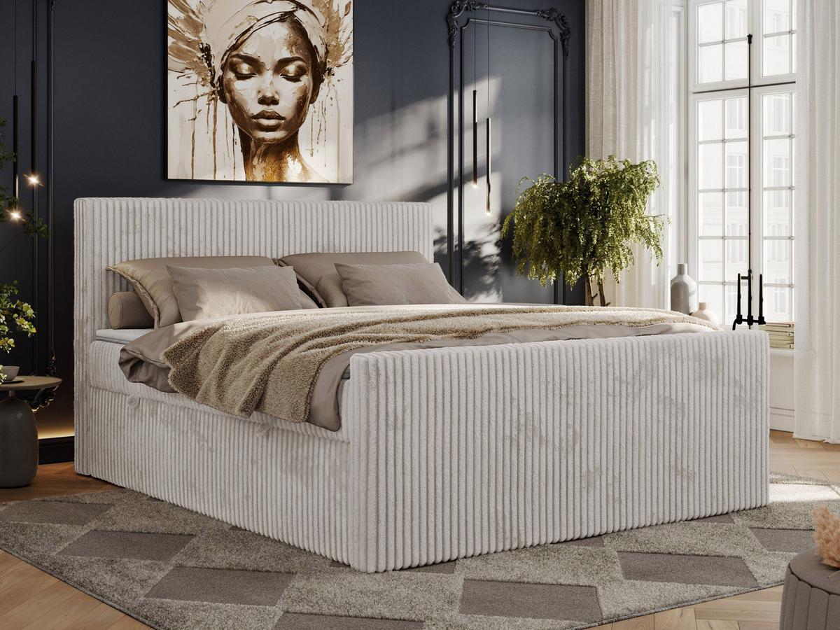 BOXSPRINGBETT TILIANO DUO 140/200 - Hellgrau Cord - H4 - Hellgrau, Textil (140/200cm) - MKS