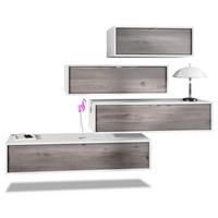WOHNWAND Lana Fronten in Eiche Nordic - Silbereichenfarben, Holzwerkstoff (210/170/37cm) - Vladon