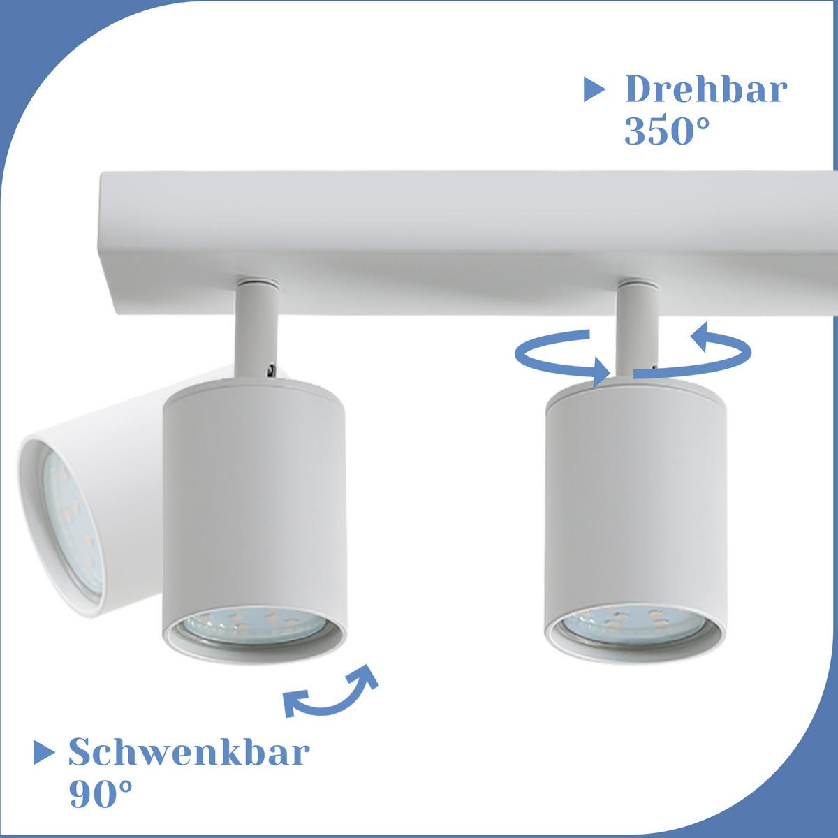 DECKENSTRAHLER Roger 6-flammig 77/3/14 cm - Weiß, Metall (77/3/14cm) - Nettlife