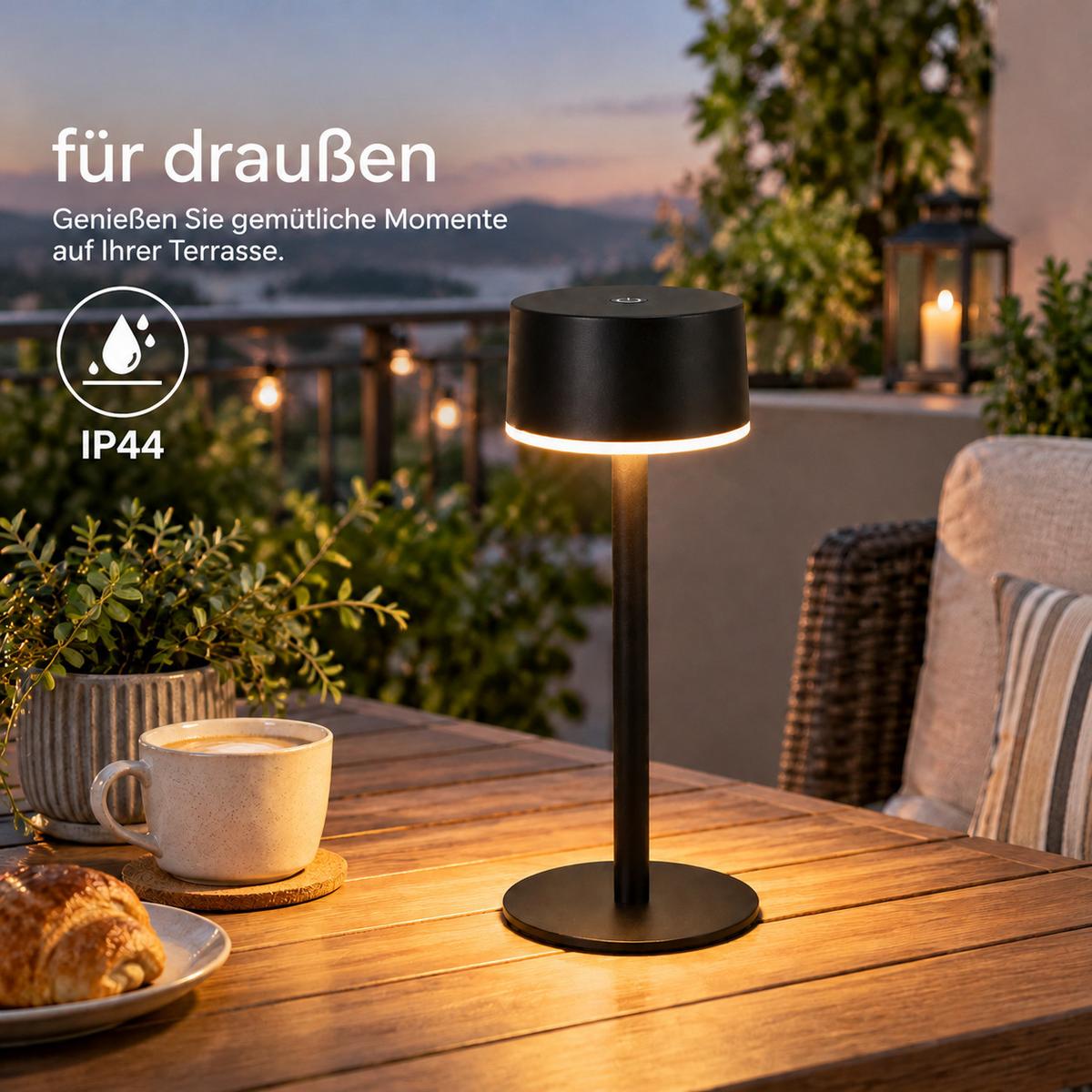 LED TISCHLAMPE Myvnal 7.5/7.5/19.4 CM - Schwarz, Kunststoff/Metall (7.5/7.5/19.4cm) - ZMH