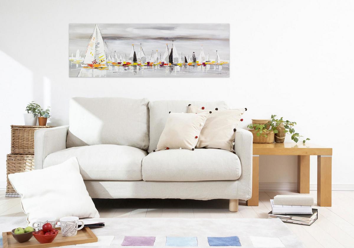 ÖLGEMÄLDE 150/50 cm - Grau, Holz/Textil (150/50cm) - KUNSTLOFT