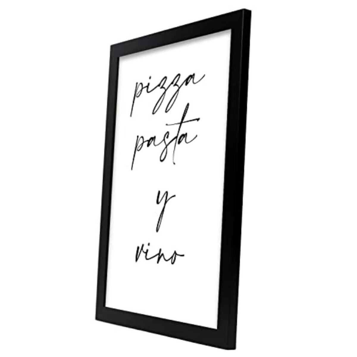 POSTER Set mit 4 Küche TypografieStil A3 Schwarzer Rahmen - Schwarz, Papier (29.7/3cm) - Nacnic