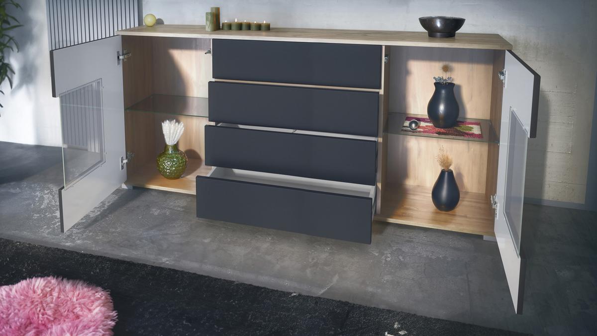 SIDEBOARD Grömitz Weiß Hochglanz - Weiß Hochglanz, Holzwerkstoff (166.5/75.5/35cm) - Vladon