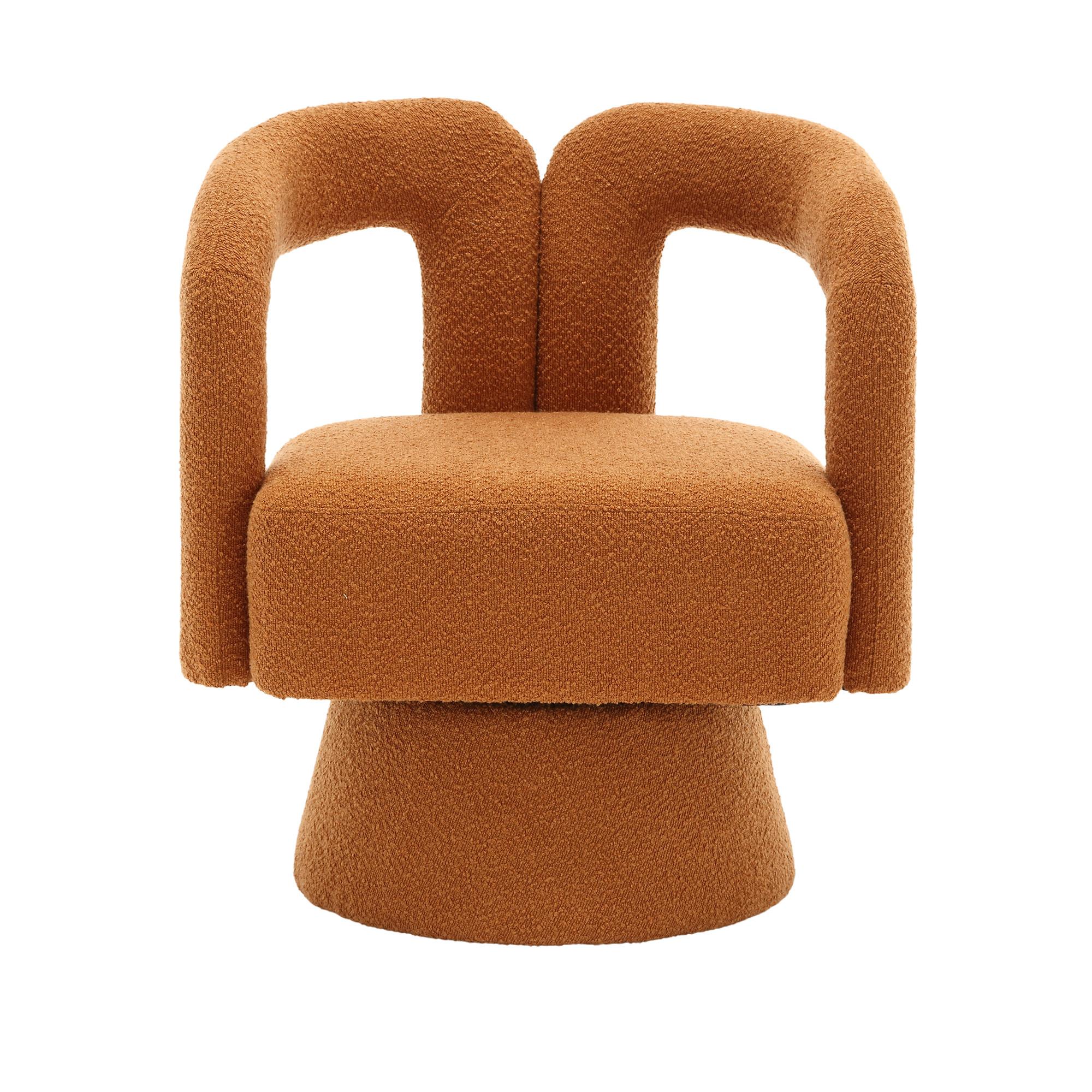 DREHSESSEL 360° Boucle Akzentstuhl Polstersessel für Wohnzimmer & Büro - Orange, Textil (67/74/55cm) - Urban Meuble