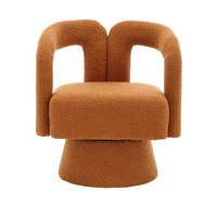 DREHSESSEL 360° Boucle Akzentstuhl Polstersessel für Wohnzimmer & Büro - Orange, Textil (67/74/55cm) - Urban Meuble