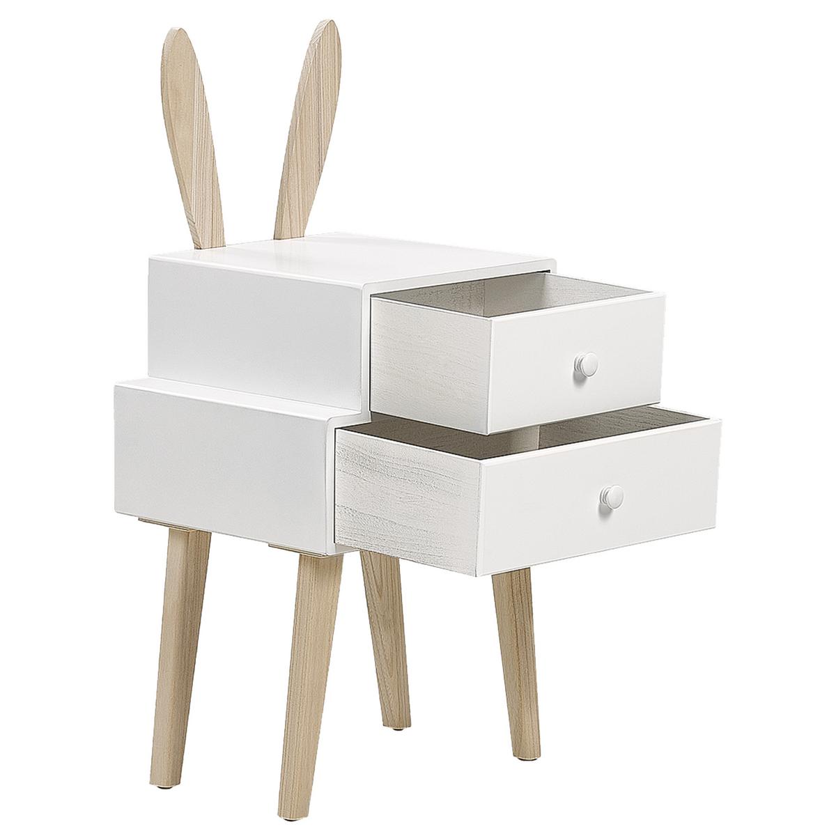 NACHTTISCH mit 2 Schubladen Weiß Banks - Weiß, Holzwerkstoff (32/37/79cm) - Beliani