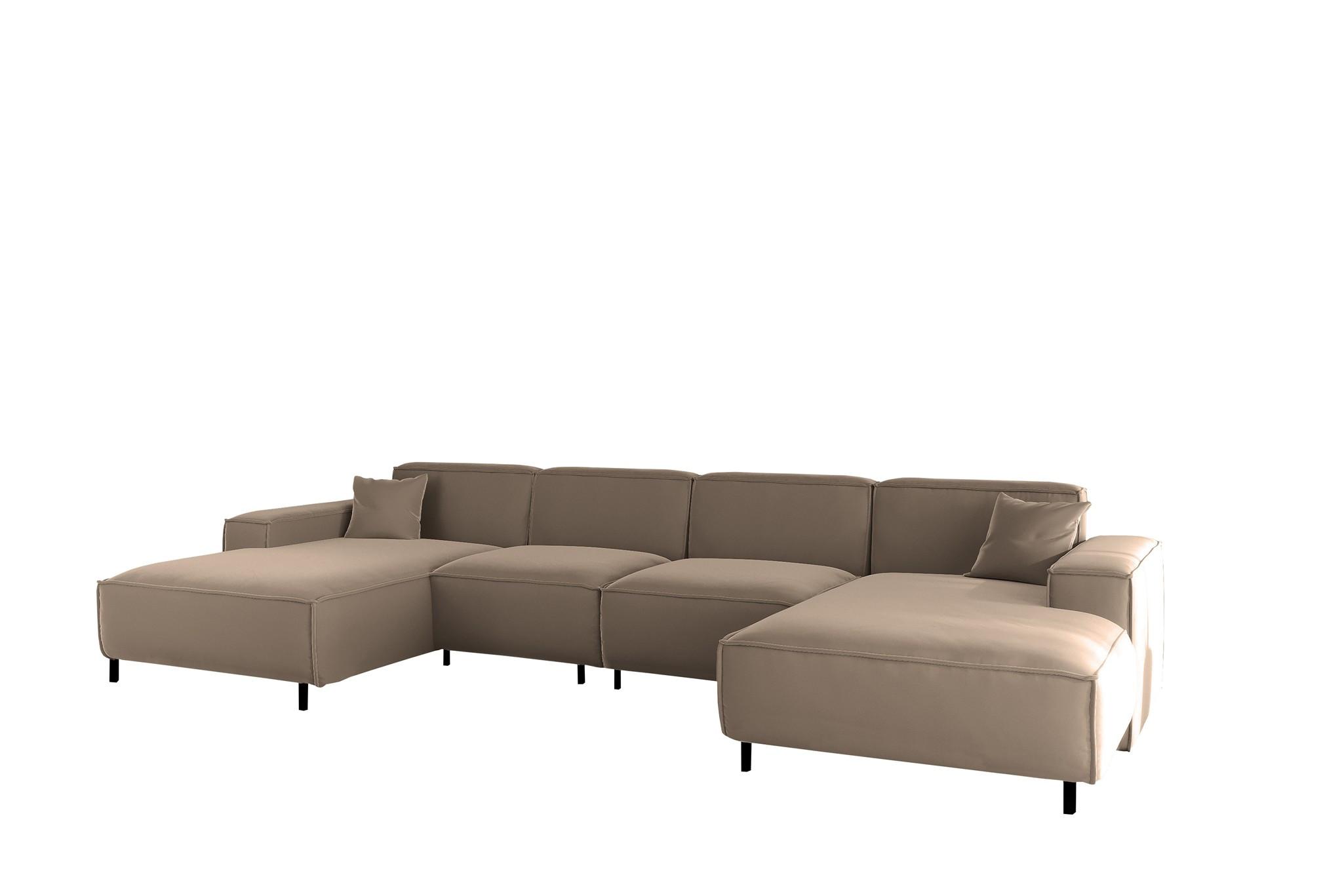 WOHNLANDSCHAFT Gloria In Tiffani - Taupe, Holzwerkstoff/Textil (378/73/165cm) - Fun Möbel