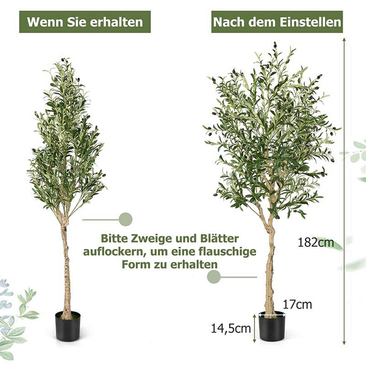 OLIVENBÄUME Künstliche 182 cm Grün - Grün, Kunststoff (182cm) - COSTWAY