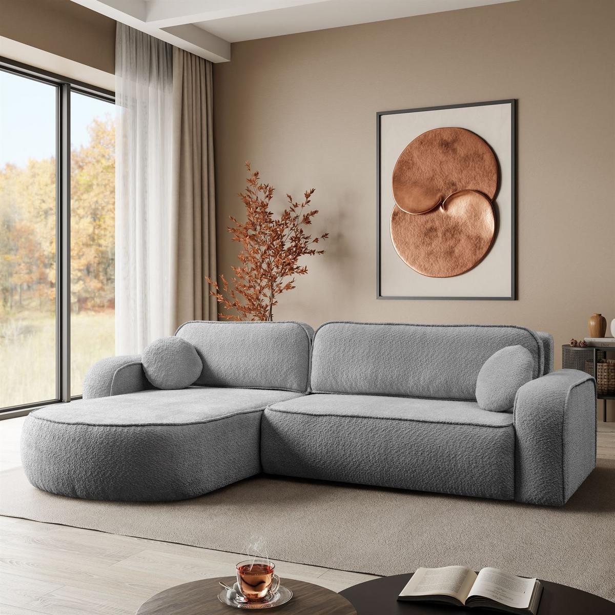 ECKCOUCH VENUS II mit Bettkasten, Coral 75 - Hellgrau, Textil (275/178cm) - Lookway