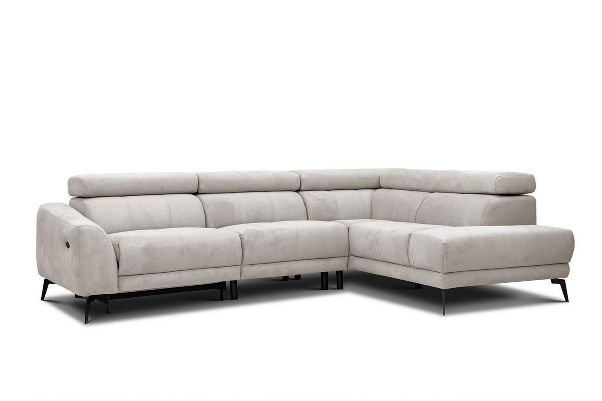 ECKSOFA LARS 5-Sitzer, 1 Relax, verstellbare Kopfstützen, beige - Beige/Schwarz, Holzwerkstoff/Textil (284/201cm) - Wozimo