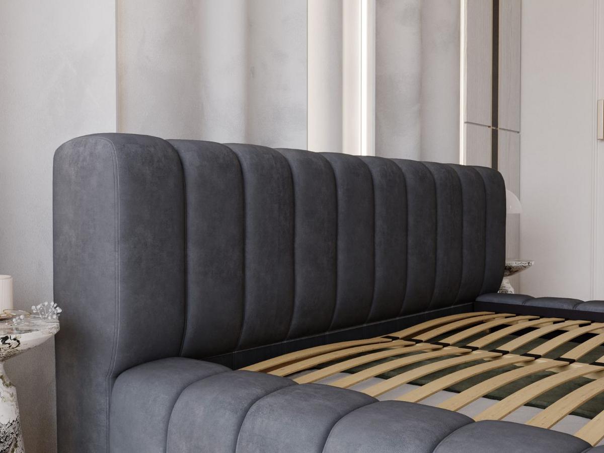 POLSTERBETT Italia 140x200 Dunkelgrau - Dunkelgrau, Textil (140/200cm) - Graingold