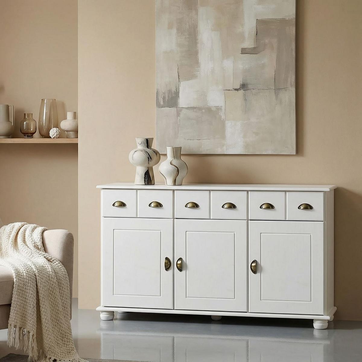 APOTHEKERKOMMODE COLMAR weiß - Weiß, Holz (134/80/39cm) - IDIMEX