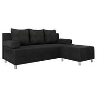 SCHLAFSOFA Dover Cord mit Polsterhocker - Chromfarben/Schwarz, Holz/Kunststoff (192/80cm) - MIRJAN24