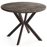 ESSTISCH Valio rund oval ausziehbar verlängerbar mit braunen Metallbeinen, Beton Dunkelgrau 100-140/100/76 cm - Dunkelgrau/Braun, Holzwerkstoff/Metall (100/140/76cm) - WFL GROUP