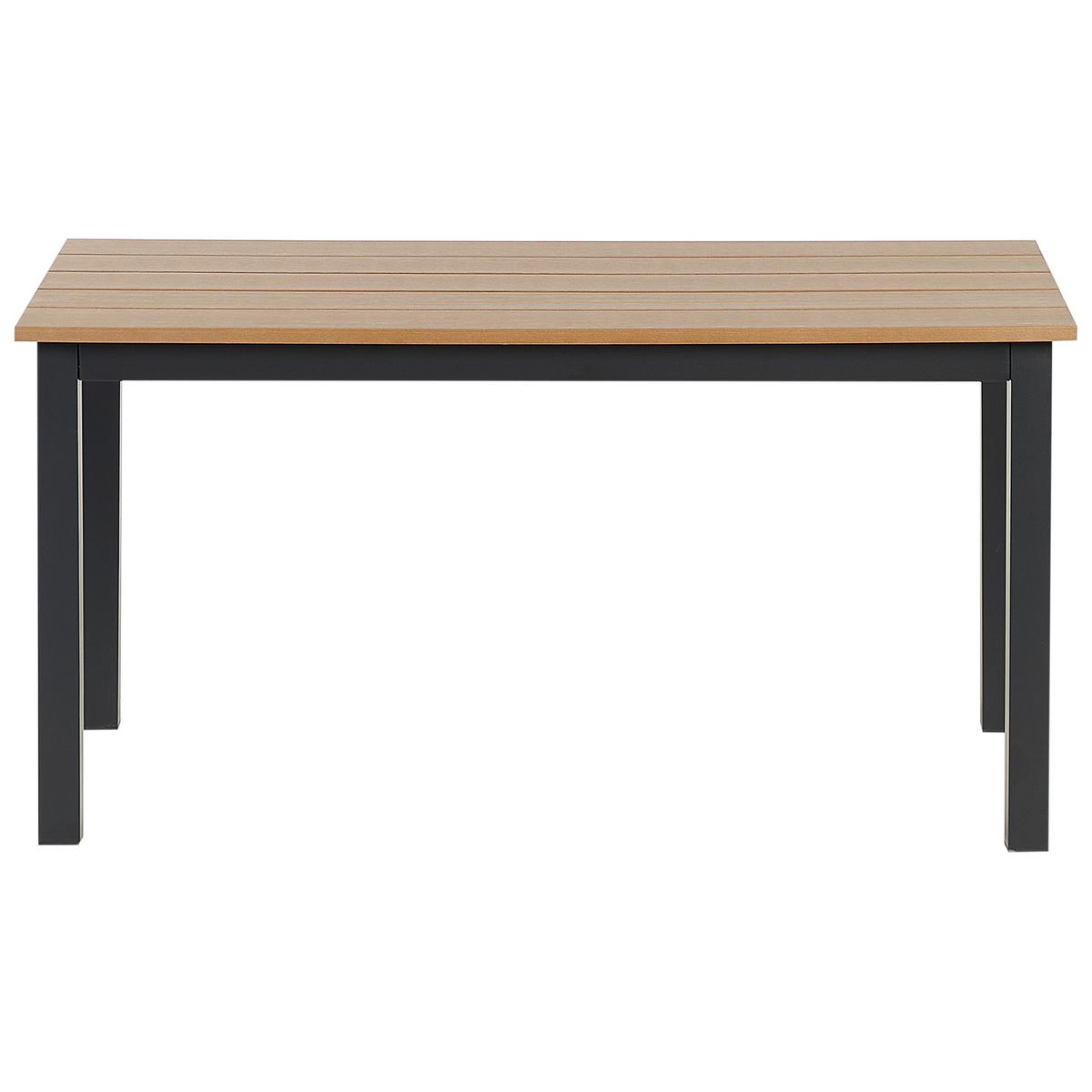 GARTENTISCH Heller Holzfarbton Messina - Hellbraun/Schwarz, Kunststoff (96/52/50cm) - Beliani