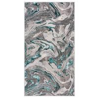 TEPPICH OUSE, abstrakt, Grün-Grau, 80 x 150 cm - Grün, Textil (80/150cm) - KADIMA DESIGN