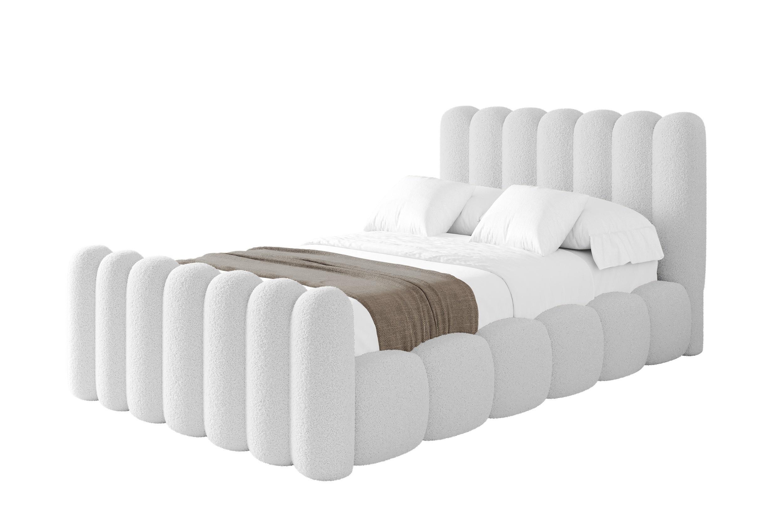 POLSTERBETT mit Bettkasten, Fußteil und Lattenrost, Boxbett ohne Matratze - SENA-Z 120x200 Weiß - Weiß, Holzwerkstoff/Textil (120/200cm) - ALTDECOR