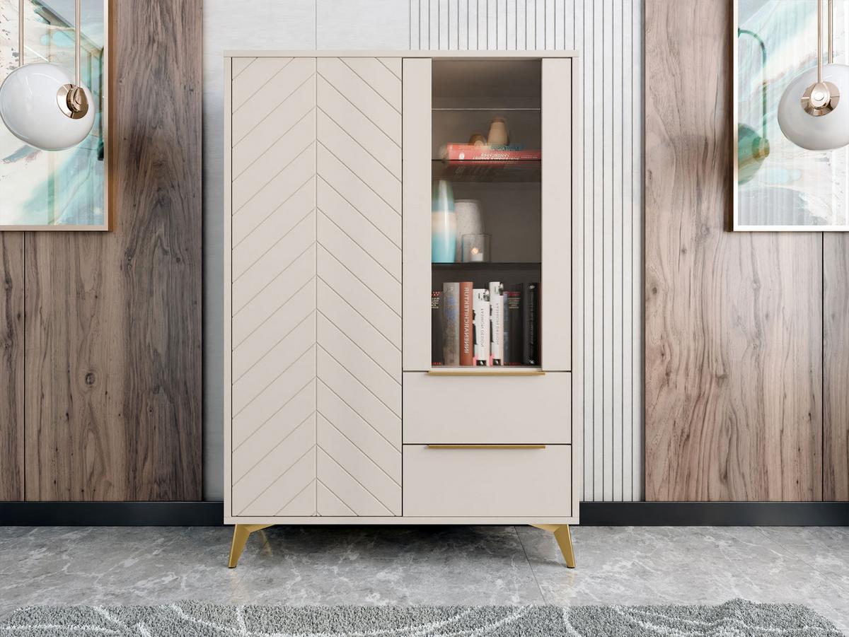 STANDVITRINE Xylix 2D2SZ - Kaschmir/Beige, Holzwerkstoff/Metall (104/150/40cm) - MIRJAN24