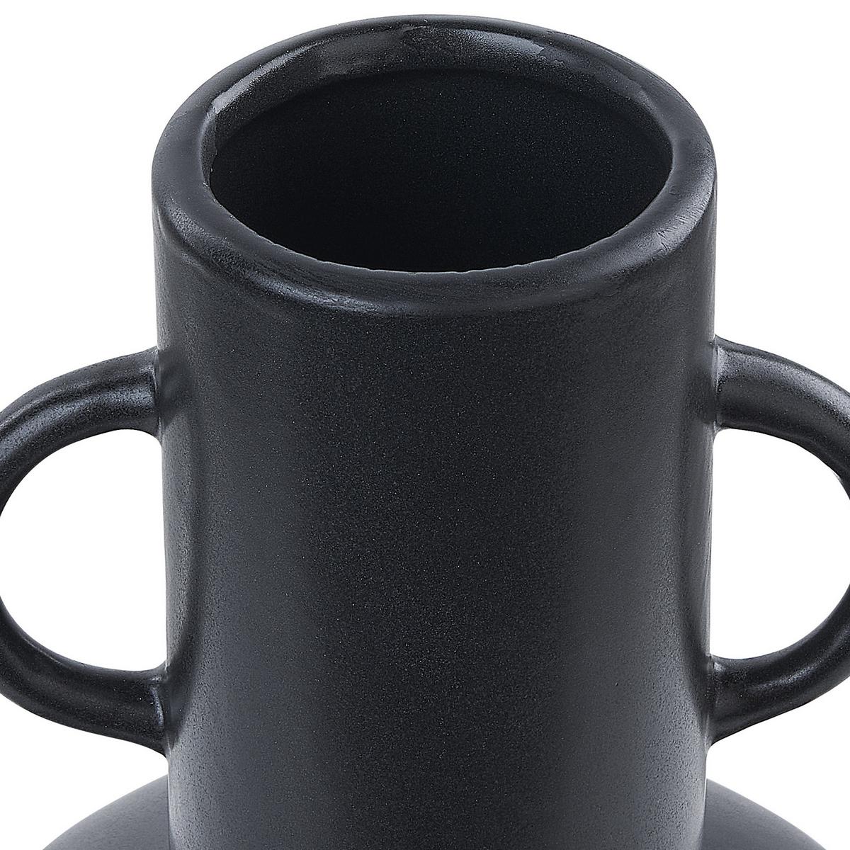 BLUMENVASE Porzellan schwarz Perea - Schwarz, Keramik (26cm) - Beliani
