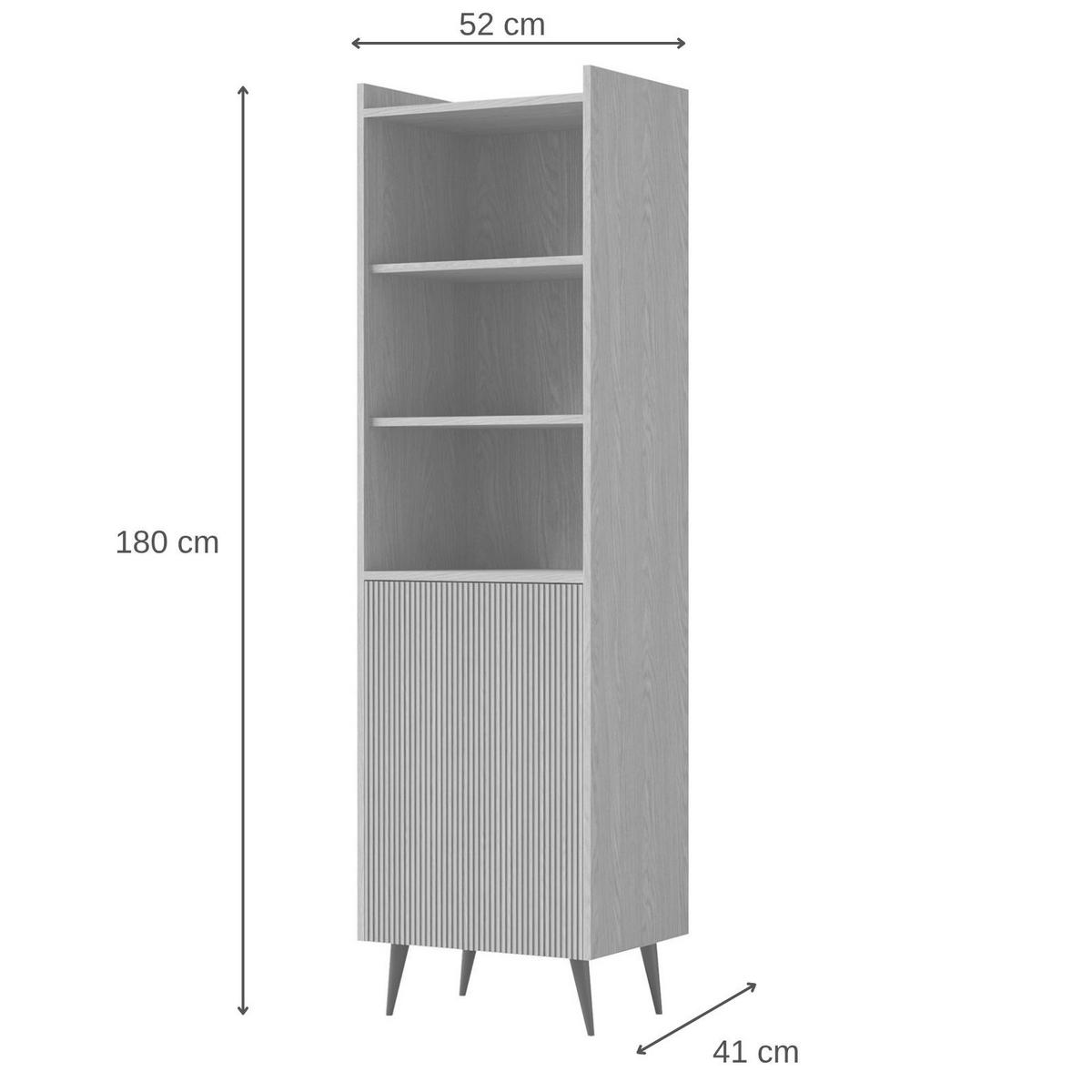 WOHNWAND Amfali 4-teilig –Lowboard, Kommode, Regal und Couchtisch, Push-to-open, Frühlings-Eiche - Eichefarben/Schwarz, Holzwerkstoff/Metall (150/180/41cm) - Beautysofa