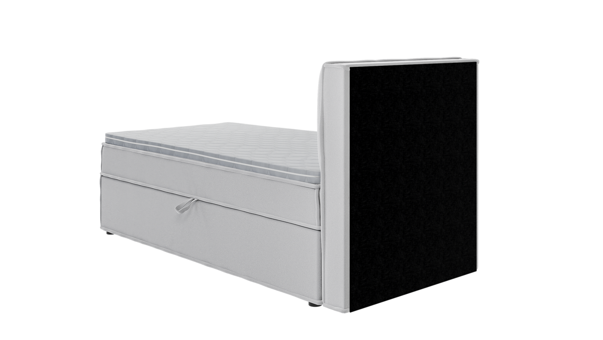 BOXBETT Eclipse 90/200 cm Silber Luxusmicrofaser - Silberfarben/Schwarz, Holz/Kunststoff (90/200cm) - S-Style Möbel