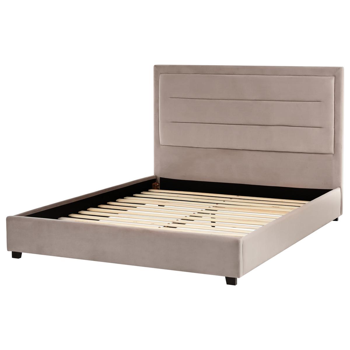 BETT mit Lattenrost 140/200 cm Taupe Rouen - Taupe/Schwarz, Textil (140/200cm) - Beliani