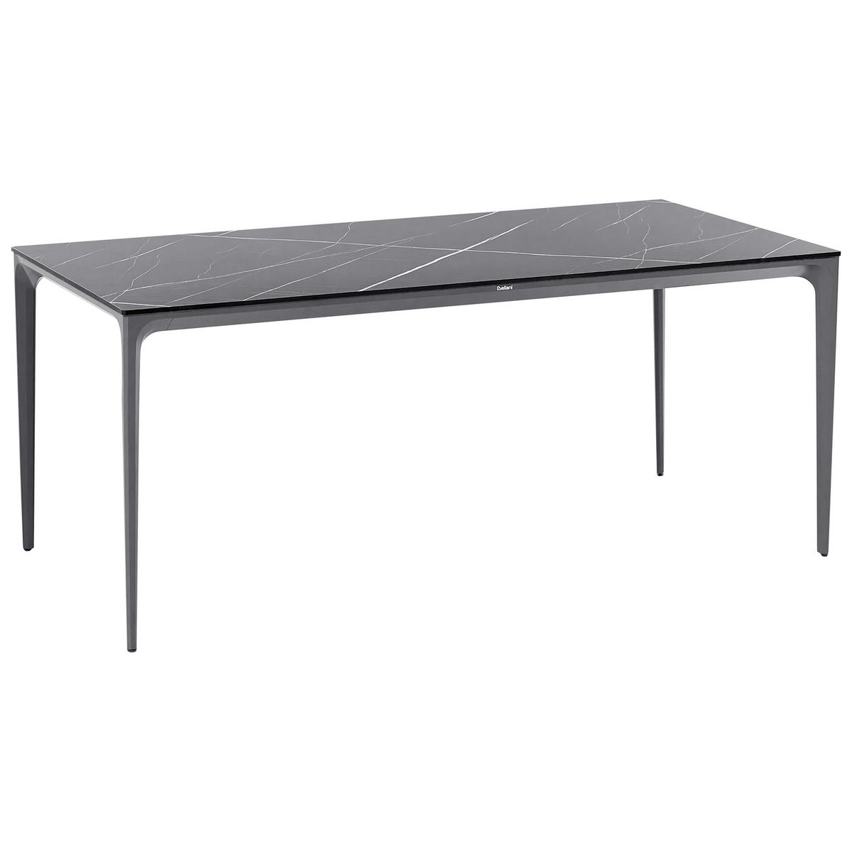 GARTENTISCH 180/90 cm Marmor Optik Schwarzer Marmor Sovareto - Dunkelgrau, Kunststoff (180/90/75cm) - Beliani