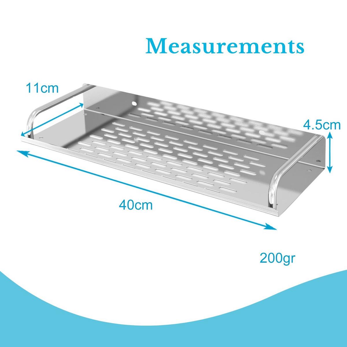 DUSCHABLAGE 40/13 cm - Silberfarben, Metall (13/5/40cm) - Intirilife