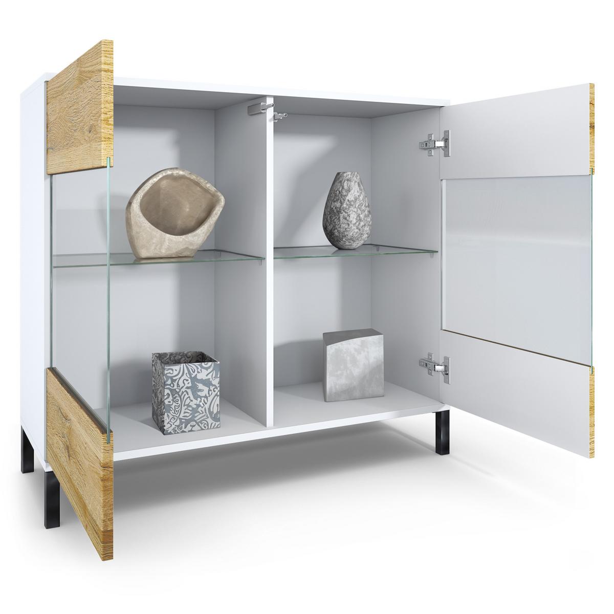 KOMMODE Bari Grau Hochglanz - Grau, Holzwerkstoff (92.5/83.5/35cm) - Vladon