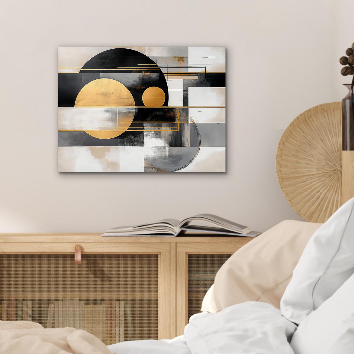 METALLBILD Abstrakt - Gold - Silber - Formen - Ästhetisch - Modern 40x30 cm - Goldfarben, Metall (40/30cm) - MuchoWow