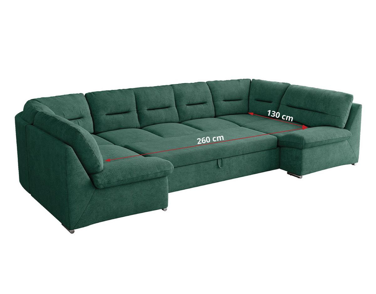 WOHNLANDSCHAFT COMODO U Grün Struktur - Silberfarben/Grün, Textil/Metall (340/93/206cm) - MKS