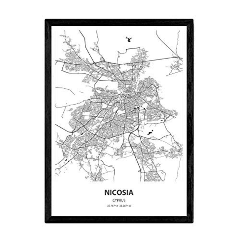 POSTER Karte Von Nikosia - Zypern A3 Rahmenlos - Klar, Papier (29.7/5/42cm) - Nacnic