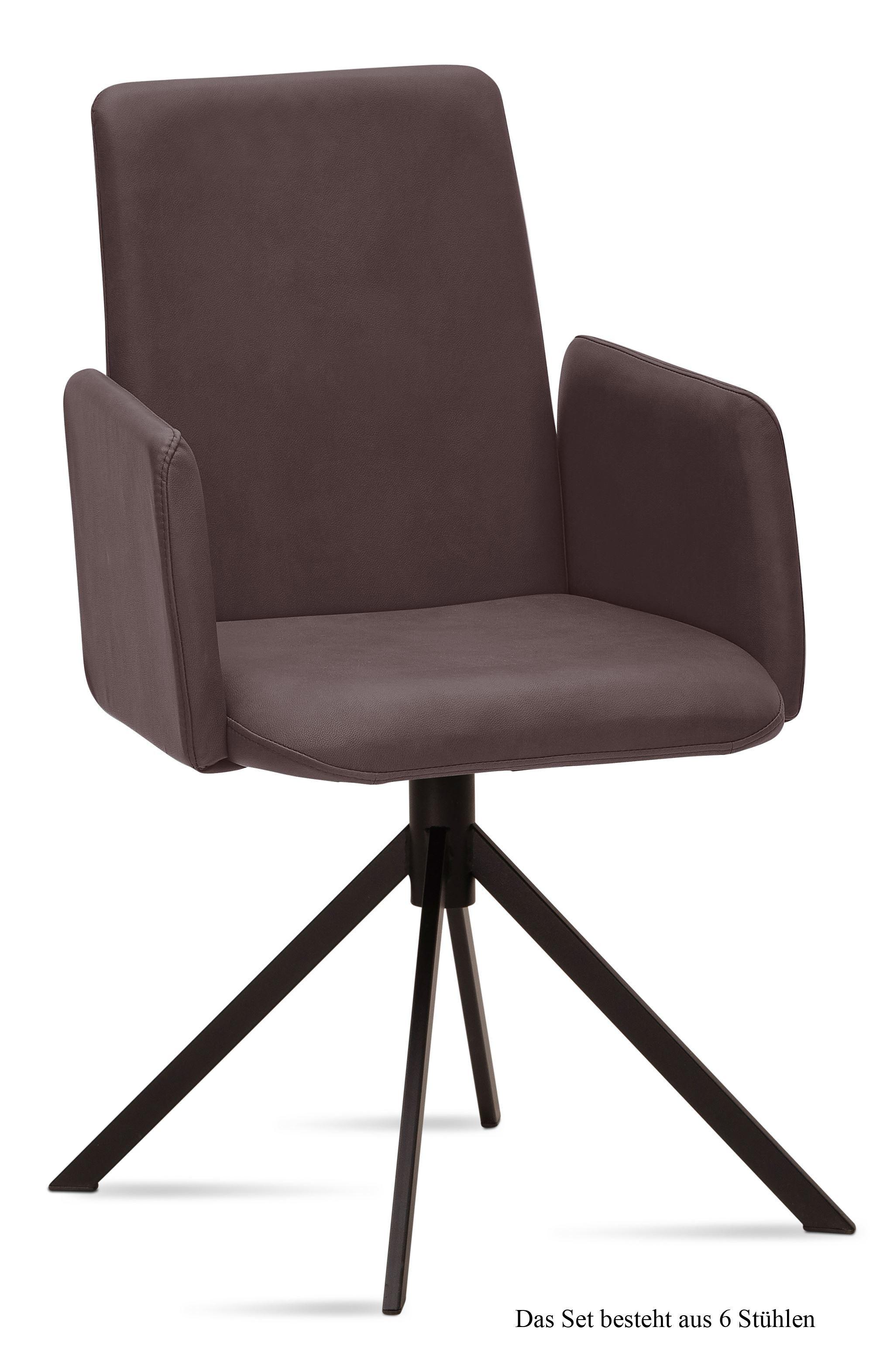 ARMLEHNSTUHL (6er-Set) Drina 52x92x60 Schwarz/Braun - Schwarz/Braun, Kunststoff (60/92/52cm) - 58aufmkessel