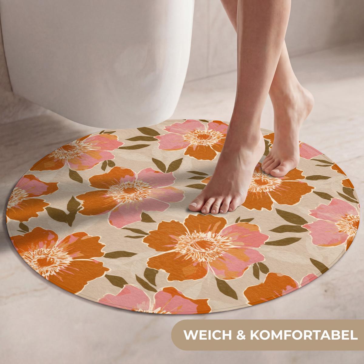 WC-VORLEGER Blumen - Motiv - Retro Toilettenteppich 70x70 cm - Multicolor, Textil (70/1cm) - OnlyWow