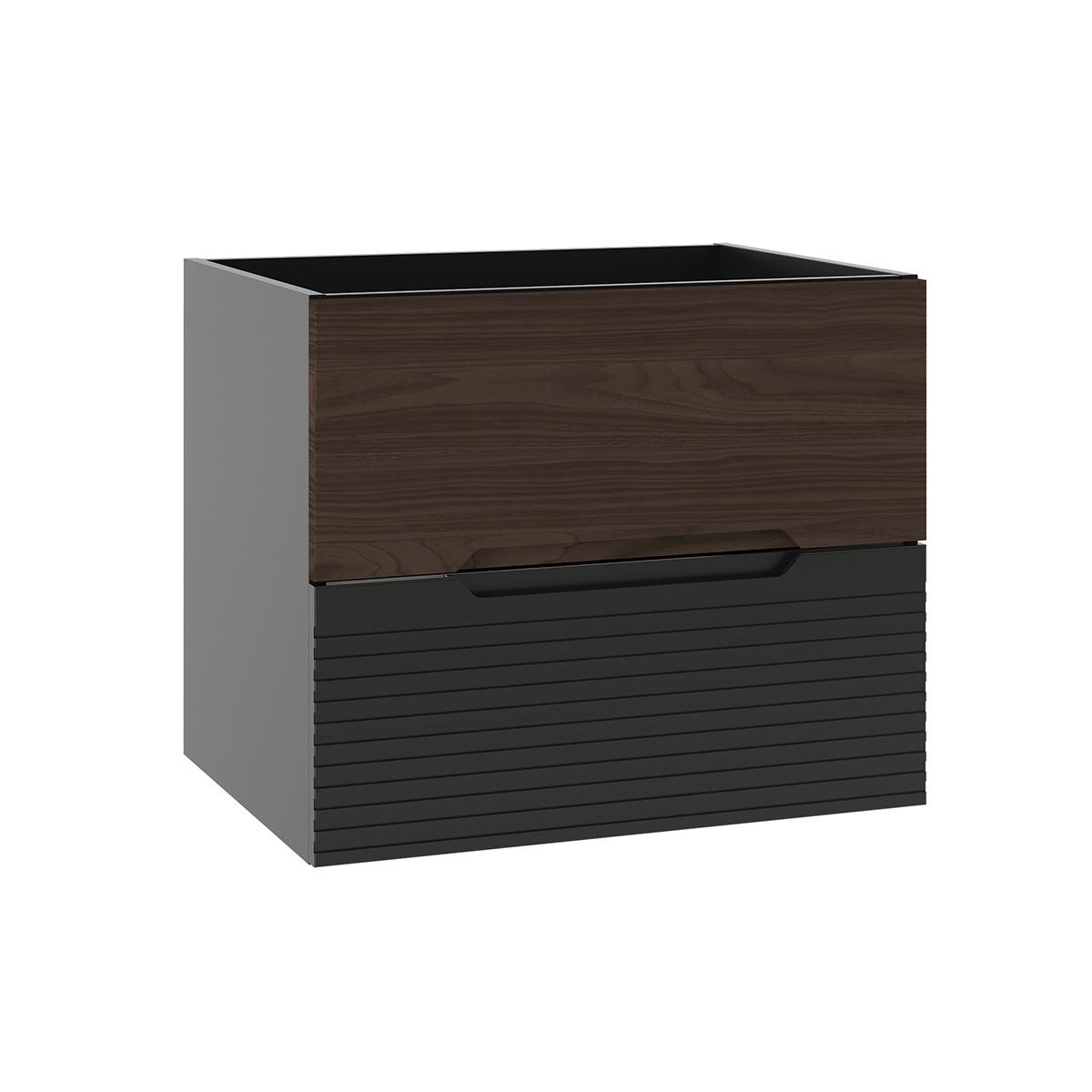 WASCHTISCHUNTERSCHRANK 60cm Sylla Schwarz und Holz - Schwarz, Holzwerkstoff (60/50/45.8cm) - Petits-meubles