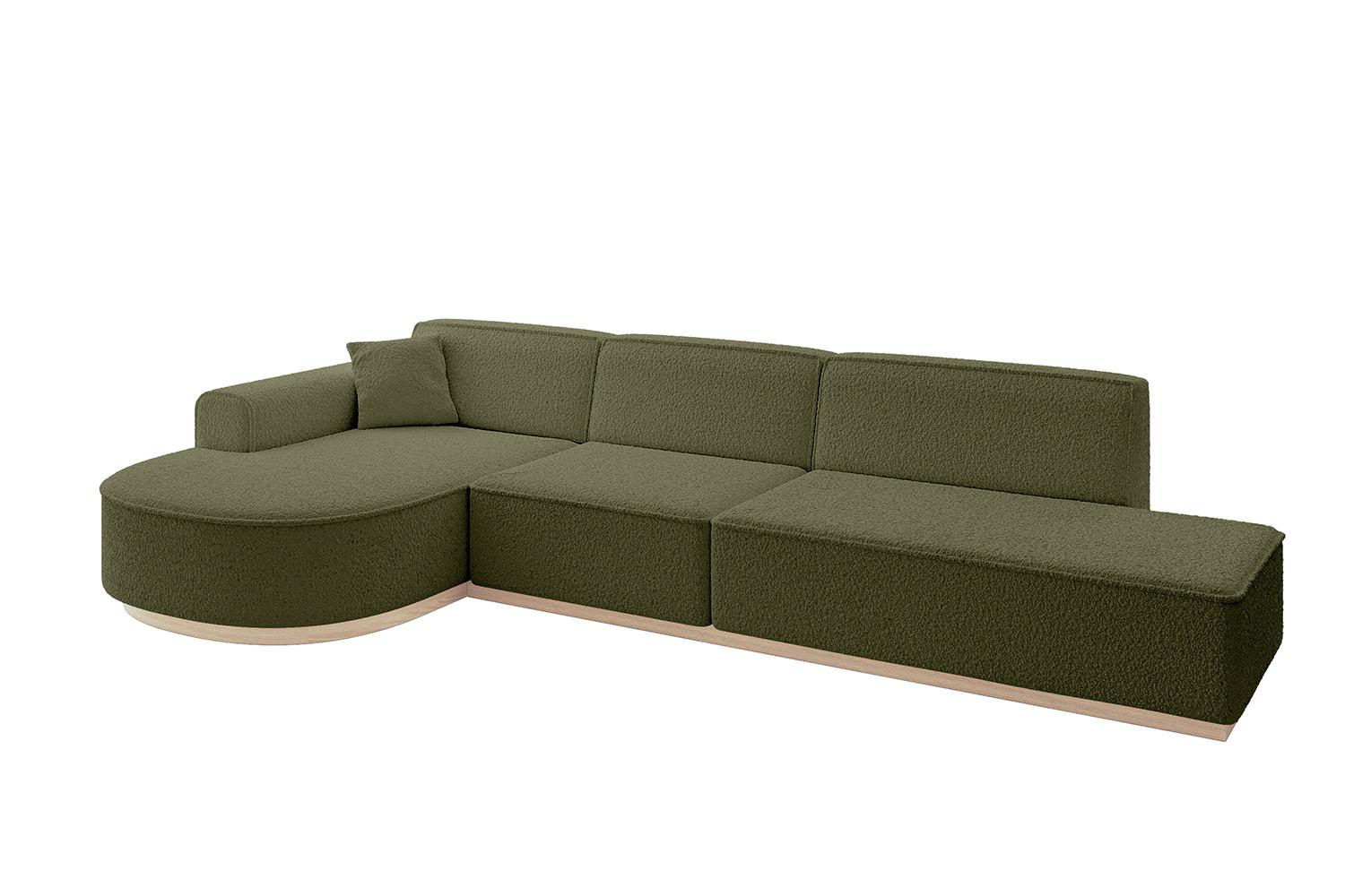 ECKSOFA Ottomane Links ARRIO-L2 - 328x171x83 cm Grün - Grün, Holzwerkstoff/Textil (328/171cm) - ALTDECOR