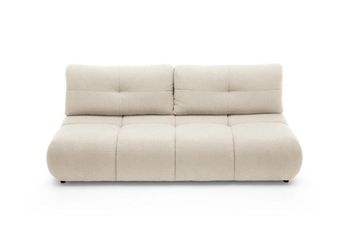 BETTSOFA CORSO Beige Bucle-Stoff mit Schlaffunktion - Beige, Holz (214/89/104cm) - MASSENO