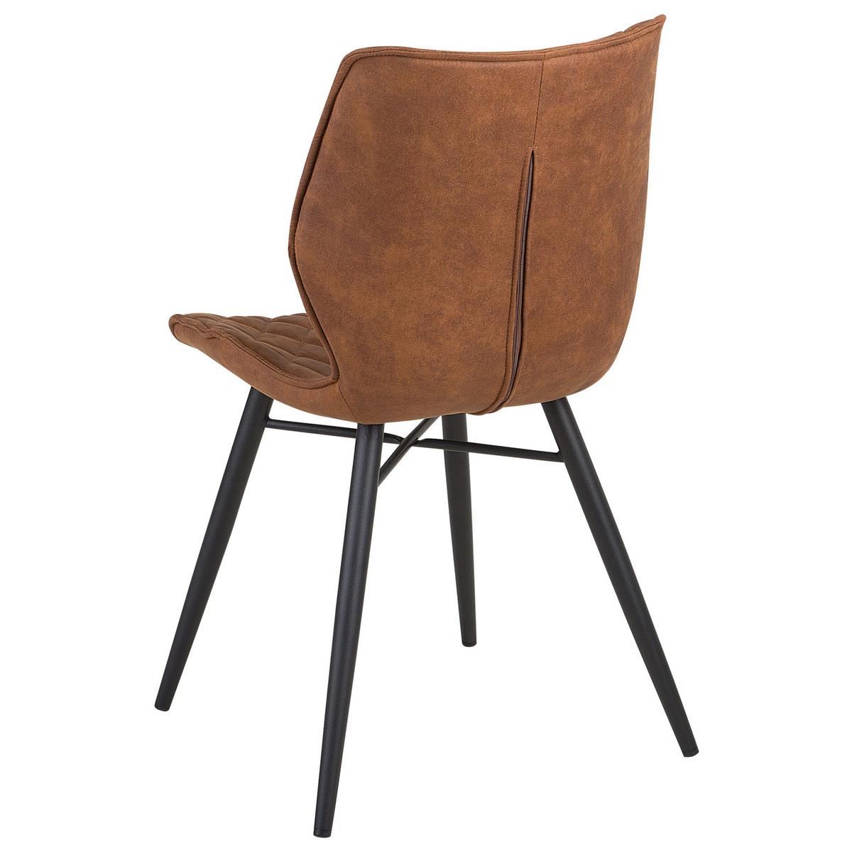 ESSZIMMERSTUHL 2er-Set Polsterbezug Goldbraun Lisle - Braun, Textil/Metall (44/86/56cm) - Beliani