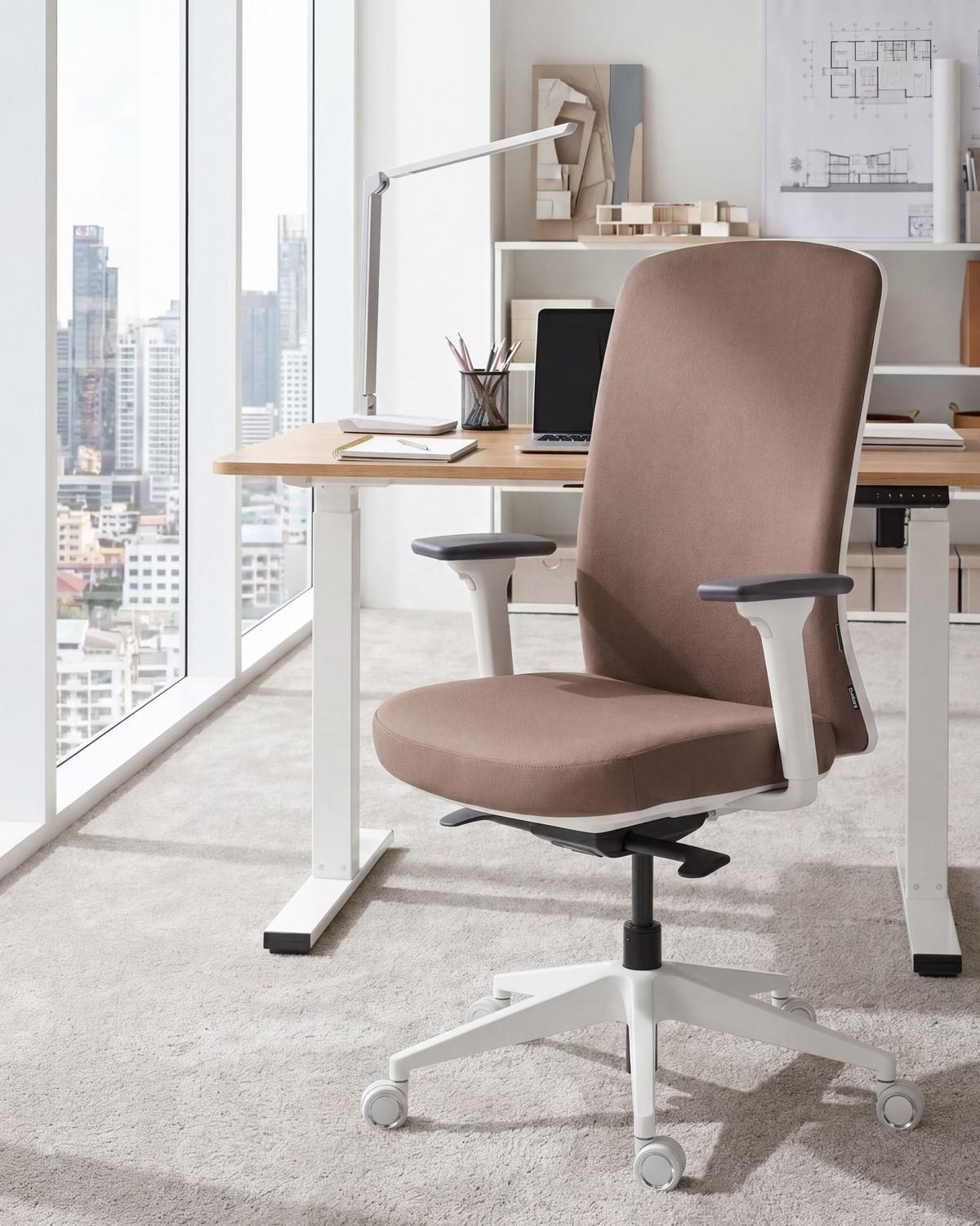 BÜROSTUHL Stoff Braun Kamilon - Schwarz/Braun, Textil (60/98/65cm) - Beliani