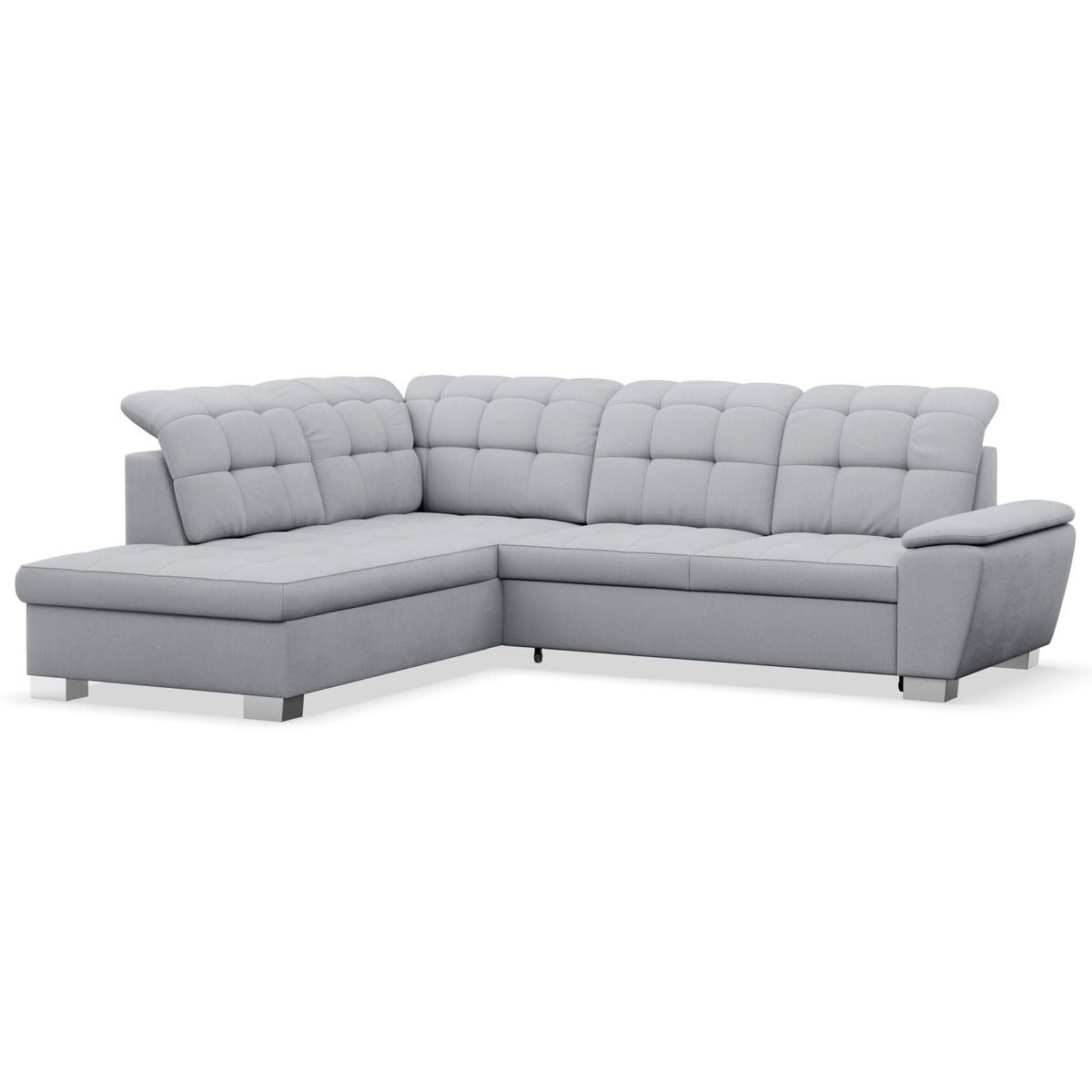 ECKSOFA Jamaal Hellgrau linksseitig - Hellgrau/Schwarz, Textil (258/212cm) - Selsey
