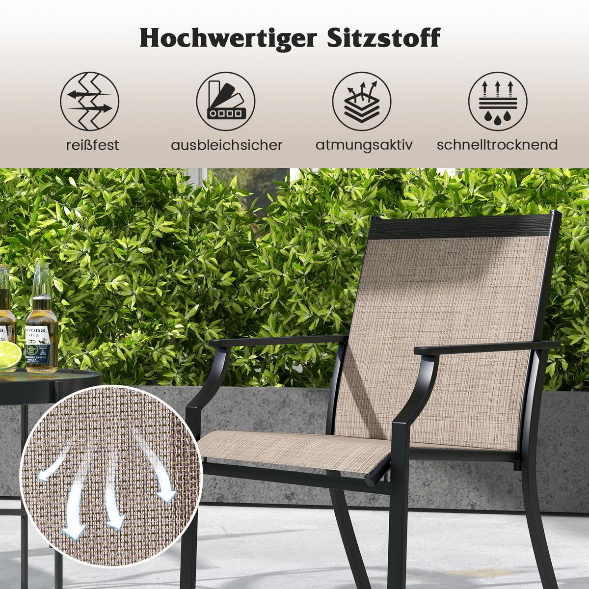 GARTENSTÜHLE Kaffee(2er-Set) - Braun, Metall (66/90/61cm) - COSTWAY