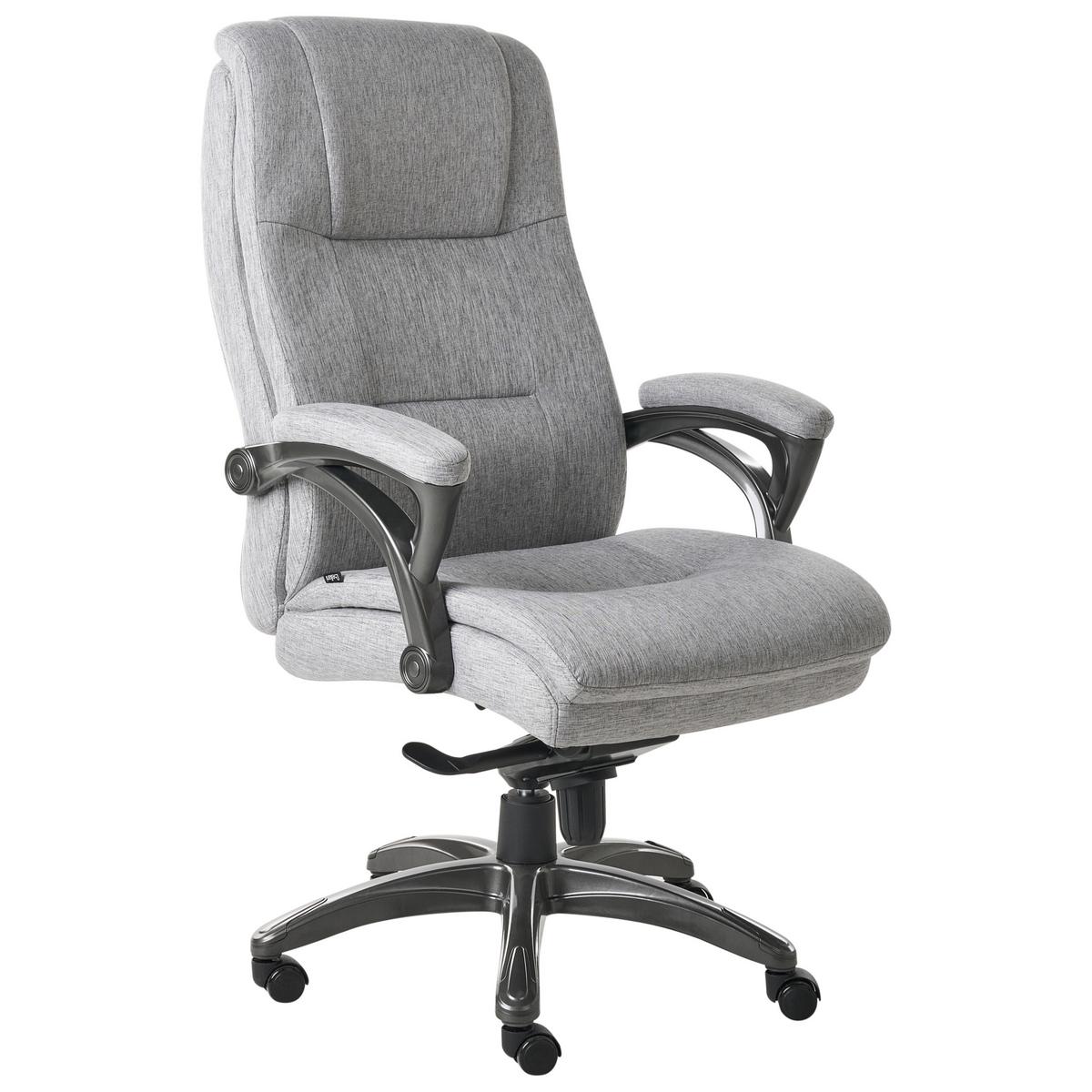 CHEFSESSEL Leinen Grau Magnus - Dunkelgrau/Schwarz, Textil (70/116/70cm) - Beliani