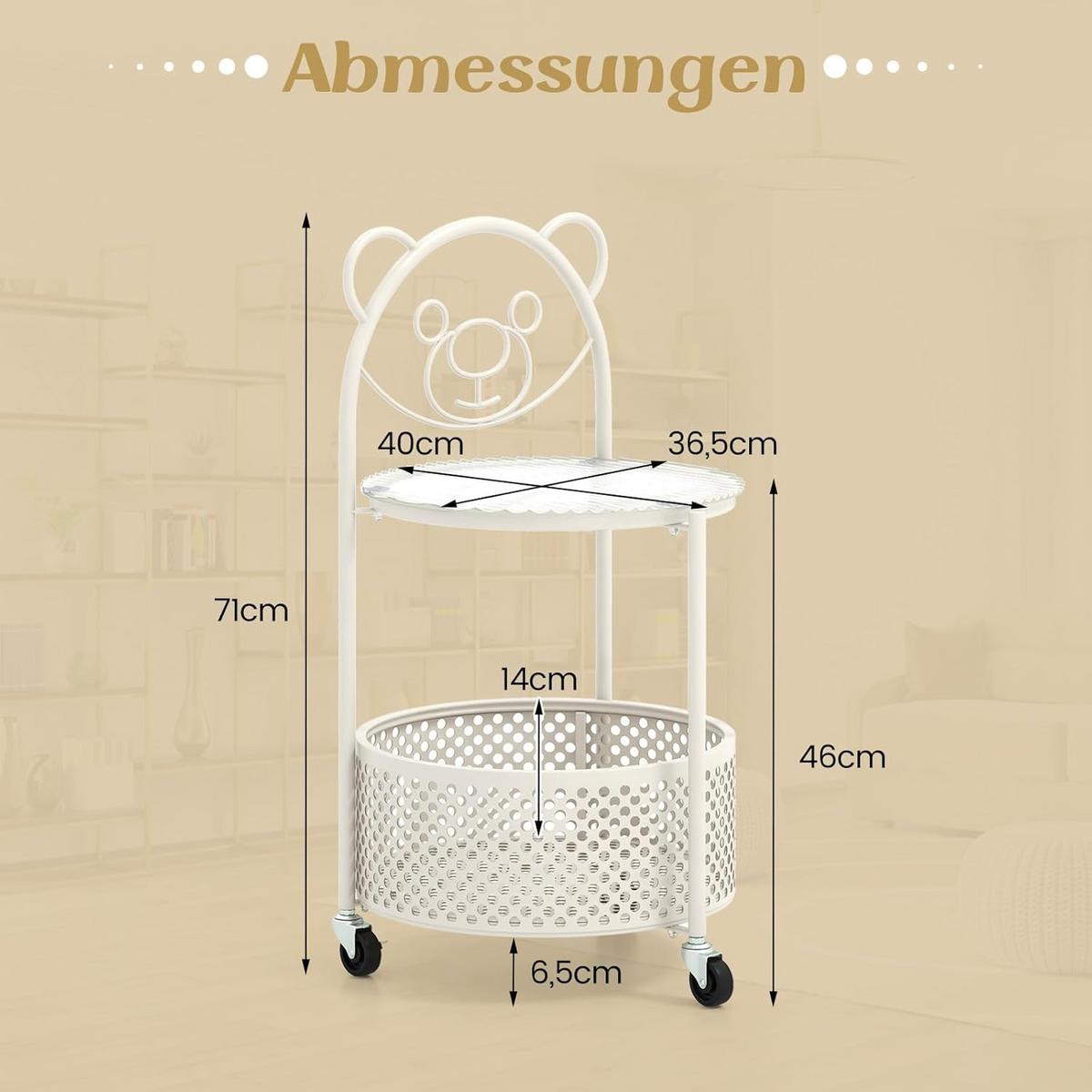 BEISTELLTISCH Weiß - Weiß, Metall (36.5/40/71cm) - COSTWAY